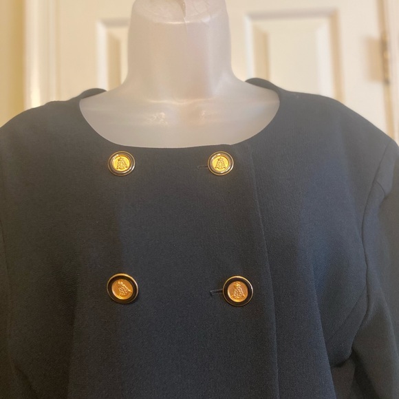 Liz Claiborne - Black double breasted midi dress, 3/4 sleeves w/gold buttons, 10 - Picture 3 of 10